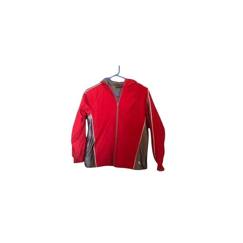 EK Gear Unisex Red Hooded Windbreaker Jacket Size 12/12 Casual Zip-Up